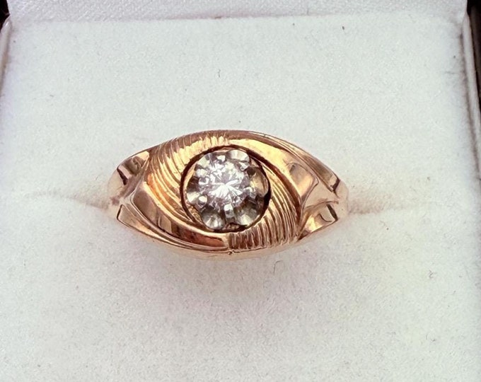 French retro 18K gold diamond ring