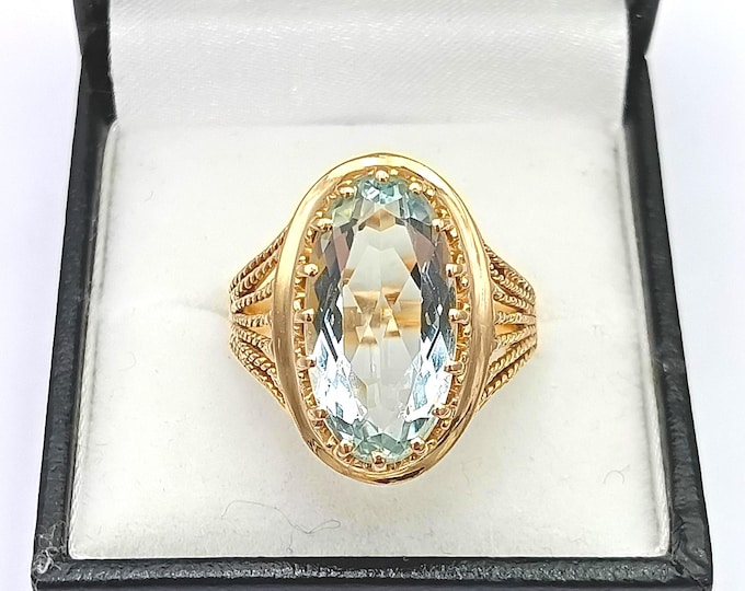 French 1950s 18K gold cocktail ring with aquamarine
