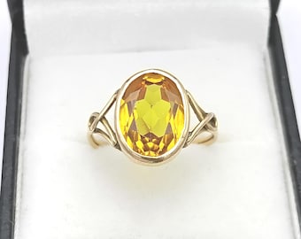 Vintage 14K gouden art-nouveauring met gele saffier