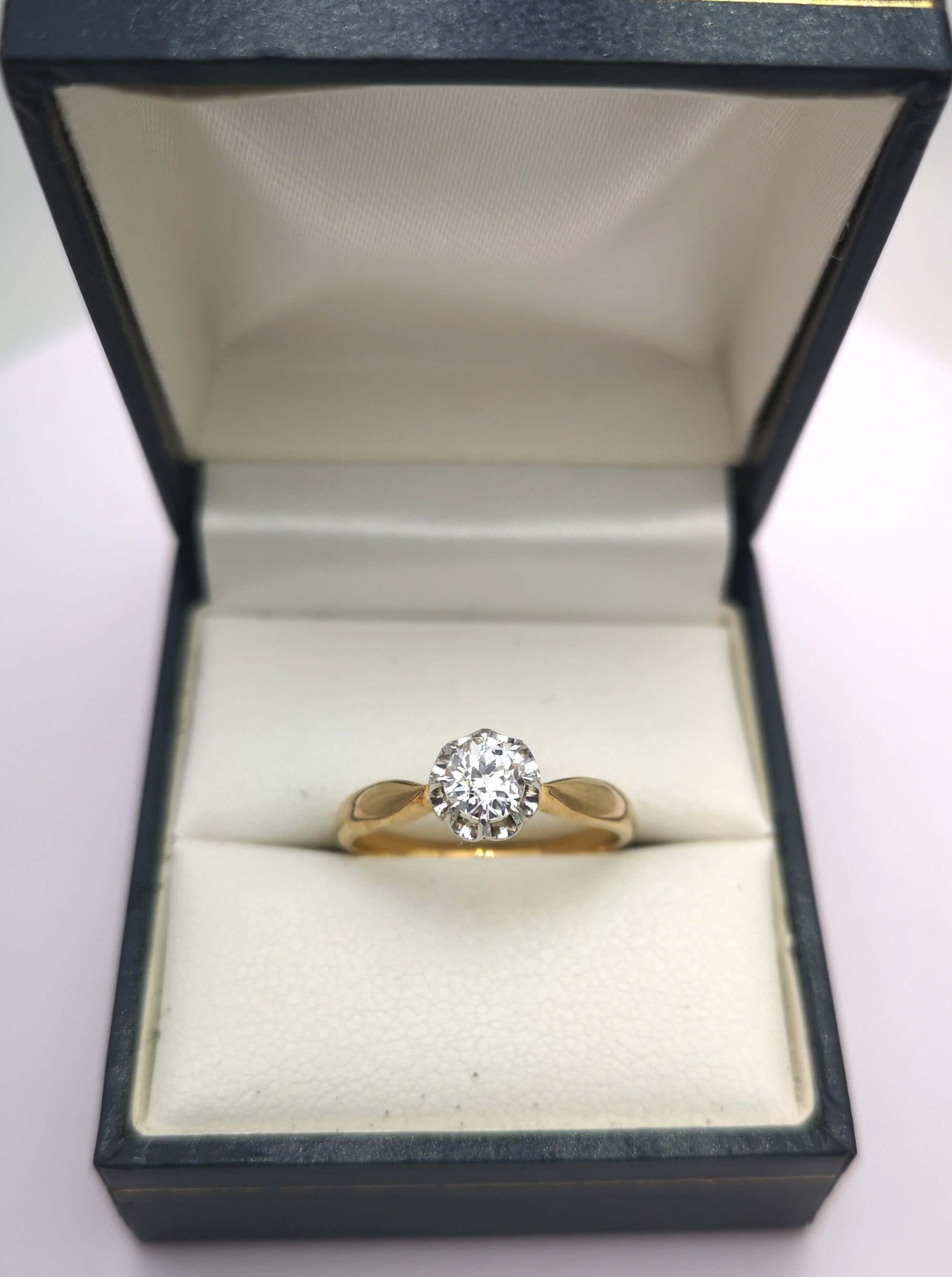 Reserved for H. - Vintage old cut diamond 18K gold solitaire ring ...
