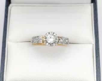 Antieke diamanten solitaire 18K gouden ring