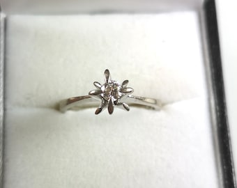 18K gouden Franse vintage solitaire diamantring