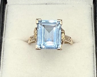 Vintage 18K gouden blauwe spinel cocktailring