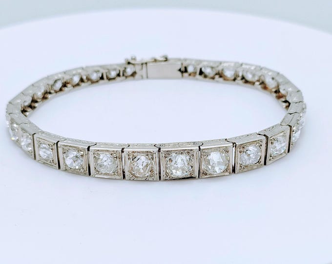 RESERVED - Antique 18K gold natural diamond line bracelet