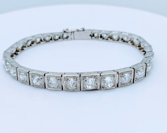 Antique 18K gold diamond line bracelet