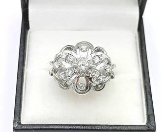 Heavy vintage 18K gold and platinum diamond ring