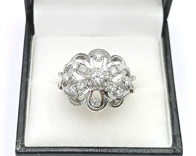 Heavy vintage 18K gold and platinum diamond ring
