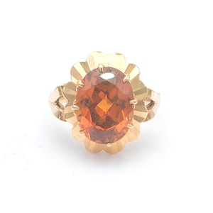 French retro 18K gold orange sapphire ring