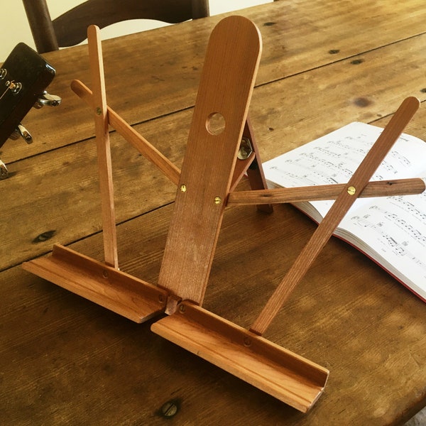 Folding wood music stand, cookbook stand