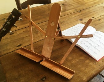 Folding wood music stand, cookbook stand