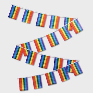 30ft Rainbow String Flag LGBT Pride Bunting 12x18in Pennants-Free Shipping