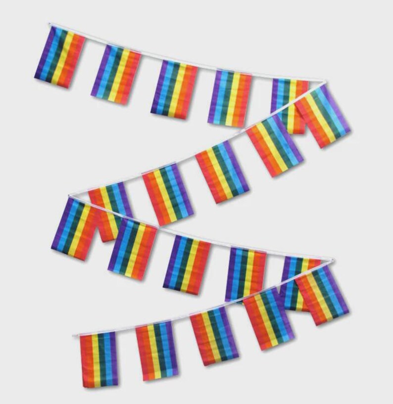 Green String Patterns 30ft Rainbow String Flag LGBT Pride Bunting 12x18in Pennants-free ...