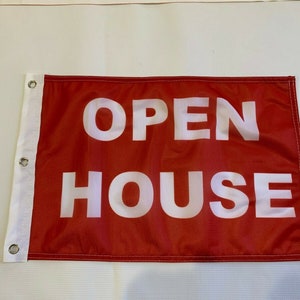 12x18 12&quot;x18&quot; Red Real Estate Open House Grommets Flag -New10