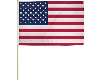 12x18 Inches 12x18 USA Stick Flag 22 inch wood  Staff