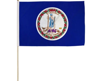 12x18 Inches 12 x 18 Virginia Stick Flag wood Staff