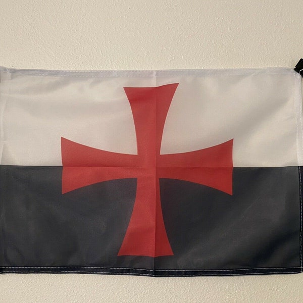 Templar Knights Battle Flag Polyester 12 X 18 Inches 3 grommets A5