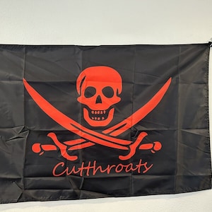 Pirate Cutthroats Black & Red Flag 2 x 3 Feet 100D Polyester Flag Banner