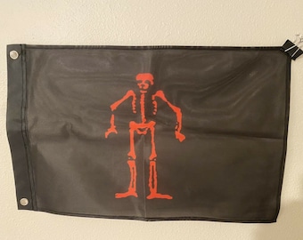 Edward Lowe Pirate Flag Red Skeleton Banner Ship 12x18 Pennant Jolly Roger 21