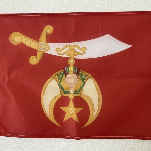 Shriner Flag 12" x 18" Red Al Kaly Shrine Fez Saber Star Circus King Tut Sword19