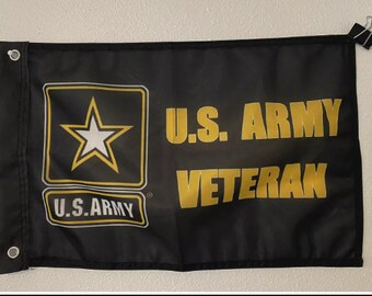 12 x 18 inch 12x18 Black US Army Veteran Gold Star Super Polyester Flag A1,bx24