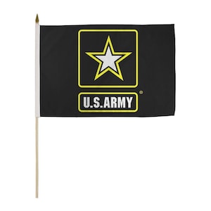 12x18 Inches US Army Star Stick Flag wood Staff