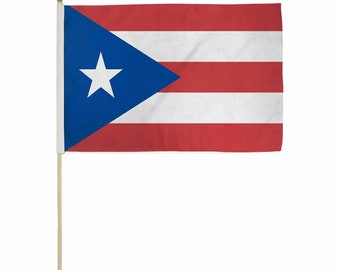 12x18 Inches 12x18 Puerto Rico Stick Flag wood Staff