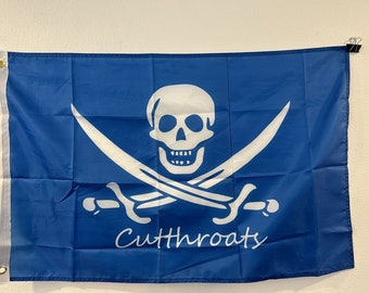 Pirate Cutthroats Blue & White Flag 2 x 3 Feet 100D Polyester Flag Banner