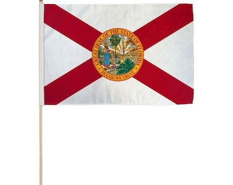 12x18 Inches Florida Stick Flag wood Staff-