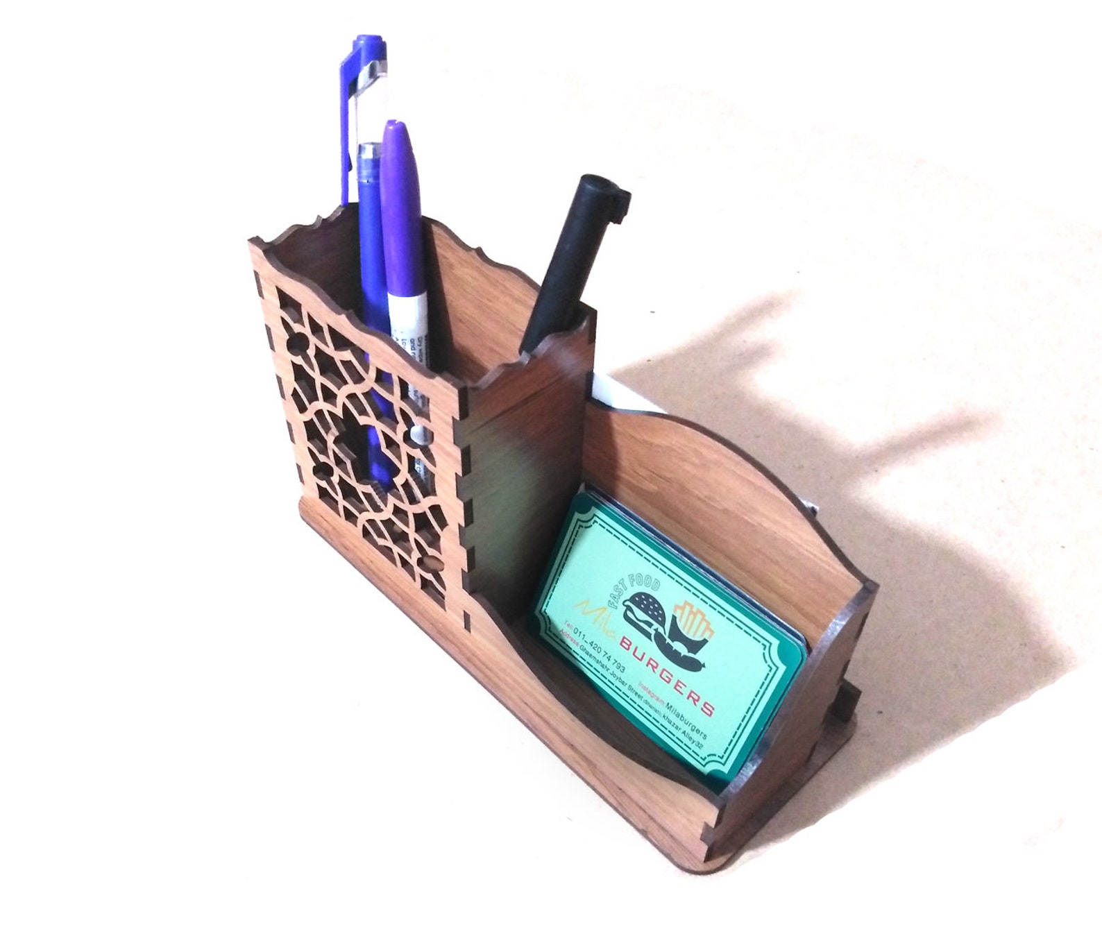 Pen holder laser cut business cards and note laser cutting Etsy
