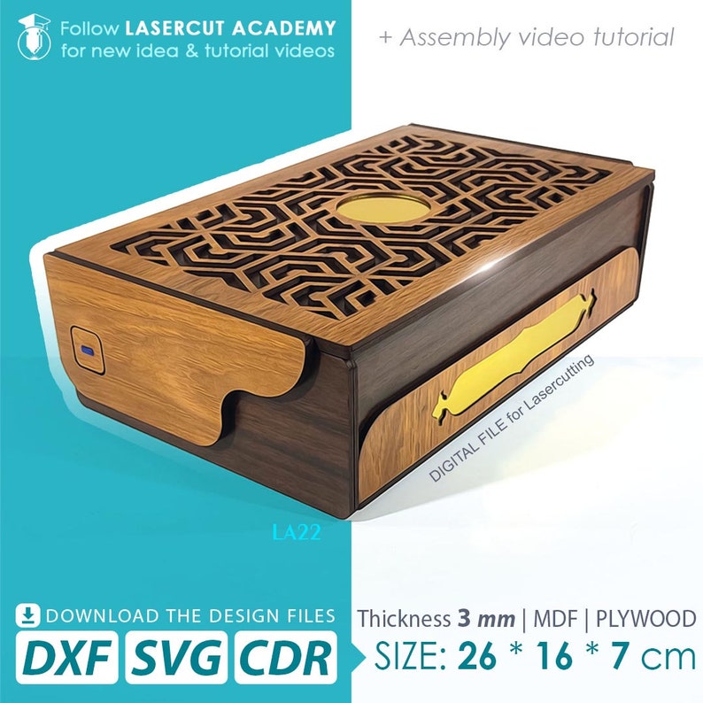 Laser Cut Box File Cdr, Dxf, Pdf, Svg, Format for Download Digital File