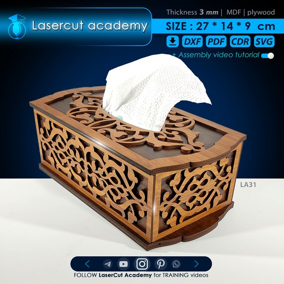File of Tissue Box for Laser Cut Cdr Dxf Pdf Svg Formats Etsy Canada