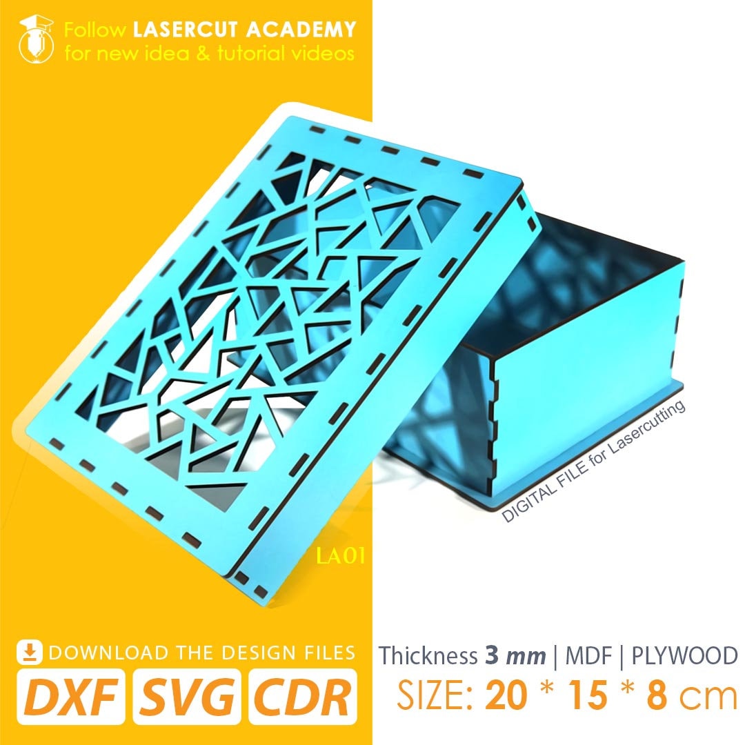Laser Cut Box File Cdr, Dxf, Pdf, Svg, Formats for Download DIY Craft ...