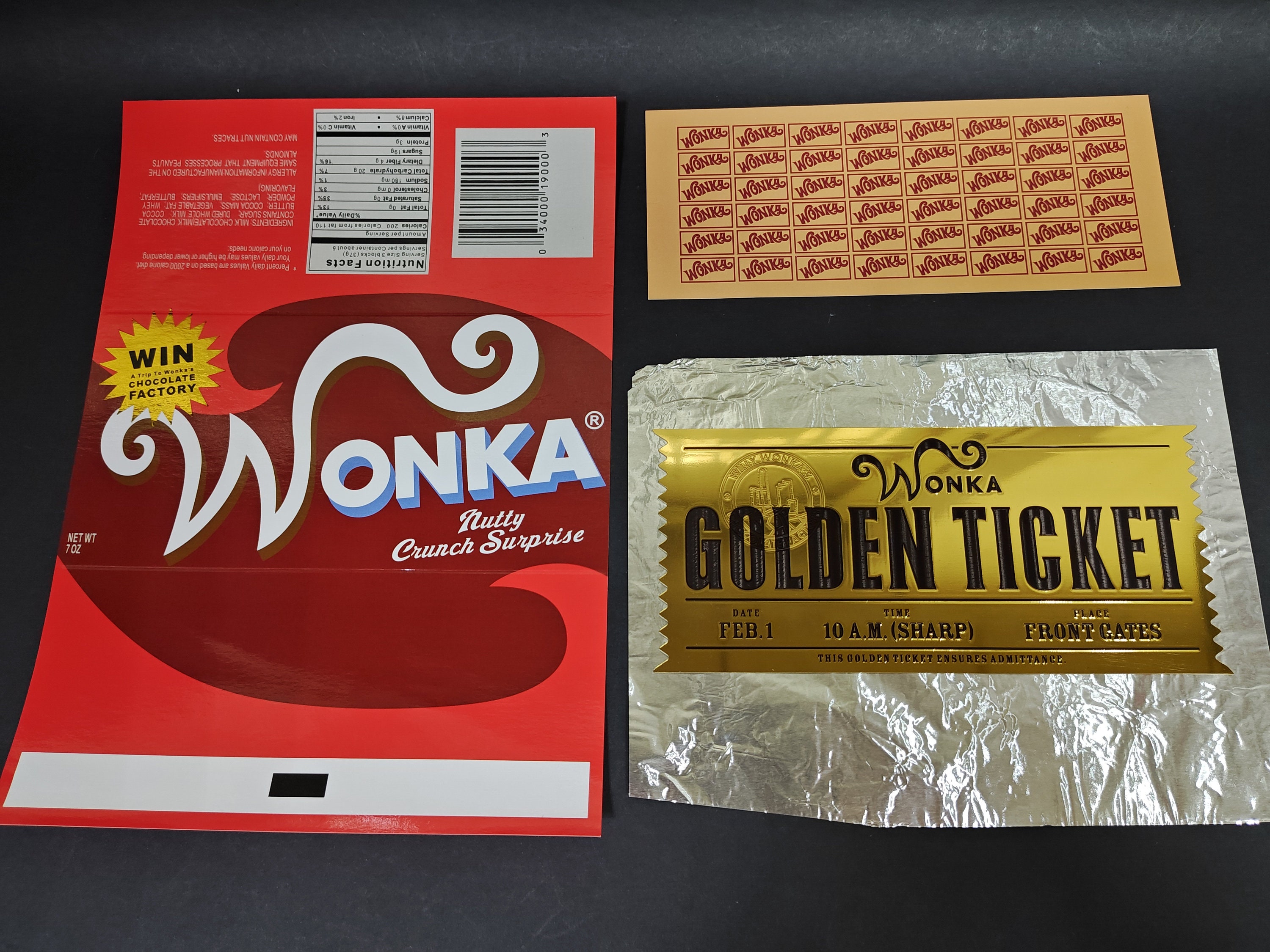 Wonka Golden Ticket Chocolate Factory Wrapper Movie Props - Etsy