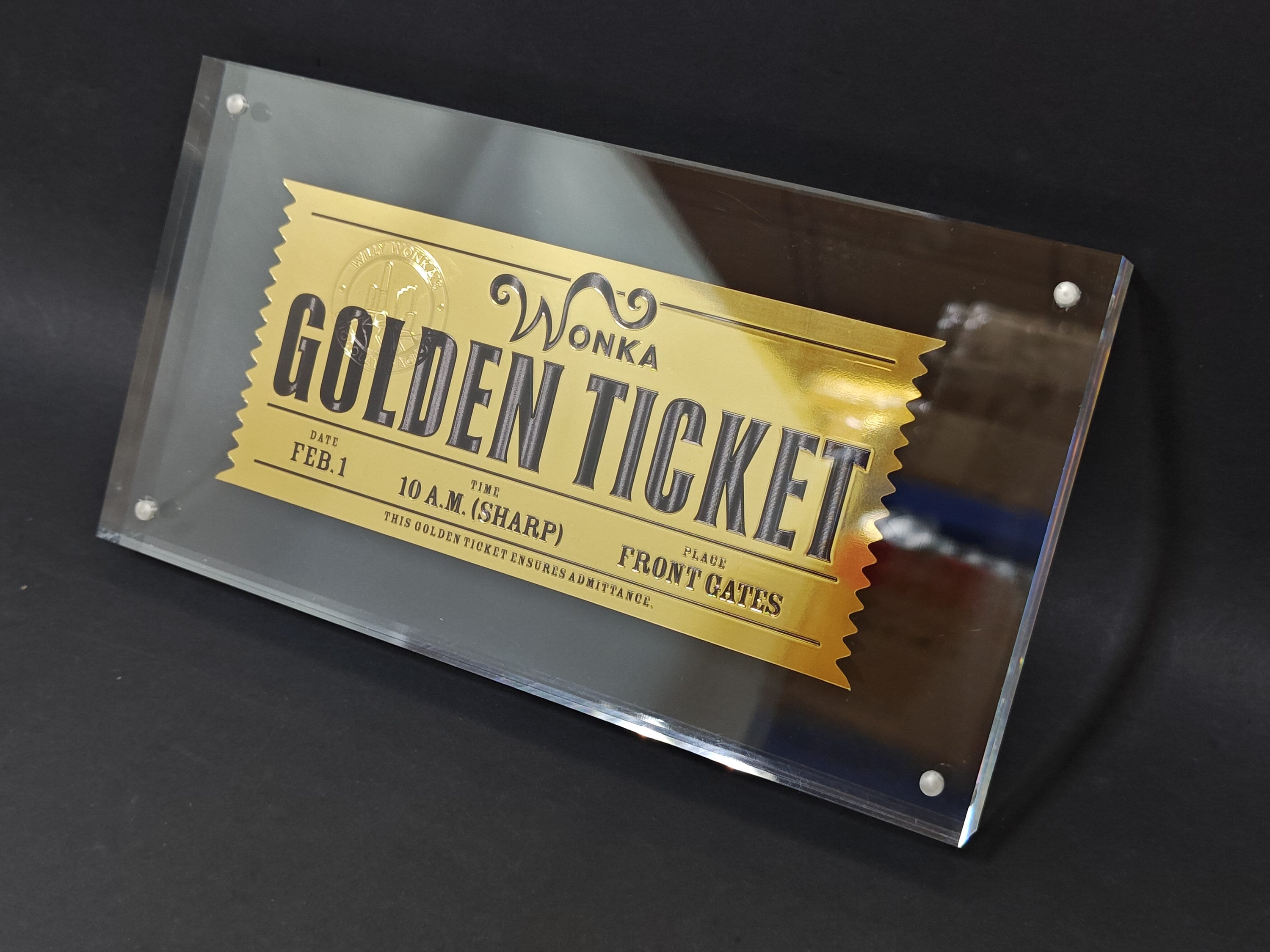 Wonka Golden Ticket Chocolate Factory Wrapper Movie Props