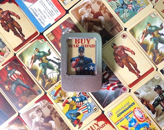 Set of 27 Captain America Trading Cards Steven Rogers Collectible Movie Props with Tin Box