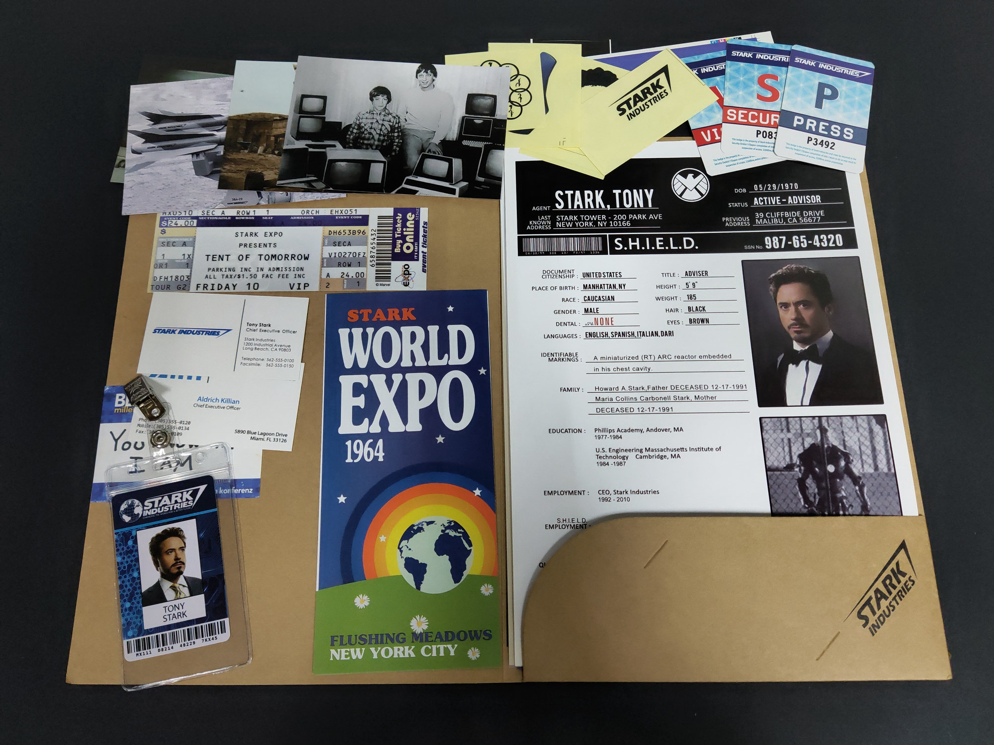 Iron Man Secret File Ironman Tony Stark S.H.I.E.L.D. Files Paper Prop…