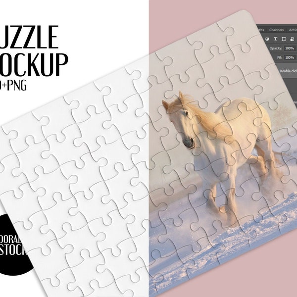 Isolated Puzzle Mockup / Fully editable / PSD + PNG files included