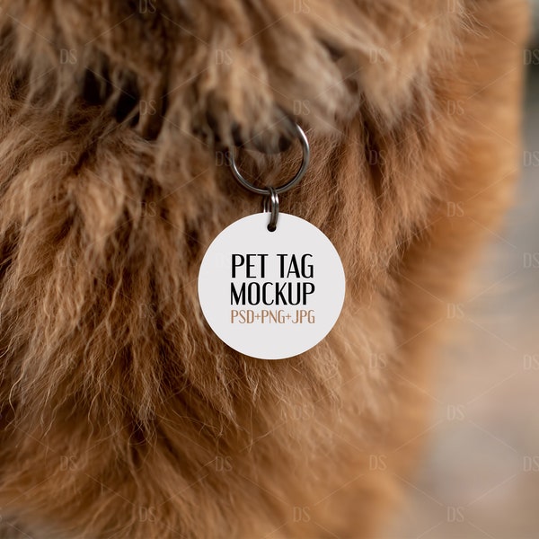 Round pet tag sublimation mockup / PSD + PNG + JPG files included