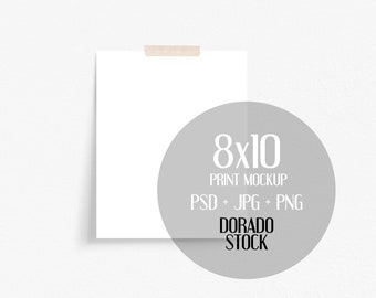 8x10 portrait Print mockup with washi tape