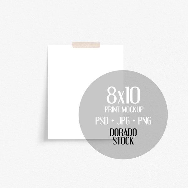 8x10 portrait Print mockup with washi tape