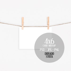 Maqueta de tarjeta 4x6 con pinzas para la ropa