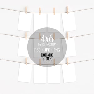Mockup di set di carte 4x6 con mollette
