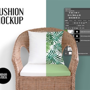 Square cushion mockup / square pillow mockup / PSD + JPG + PNG files included
