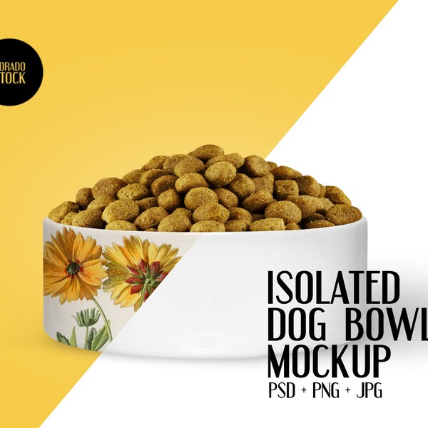 Isolated Dog Bowl Mockup / PSD + PNG + JPG files included