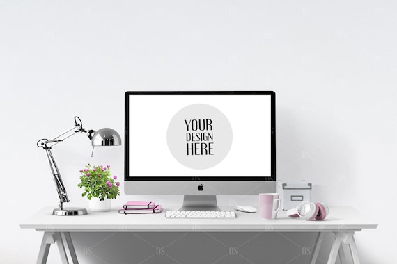 Imac Mockup Feminine Desktop Mockup Apple Device Mockup Etsy