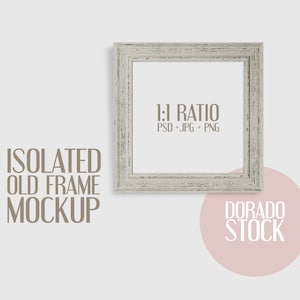 Rustic Square old wooden frame mockup. 1:1 Ratio frame
