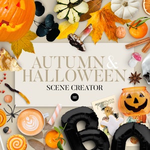 Herbst und Halloween Szenenersteller / Isolierte Dateien