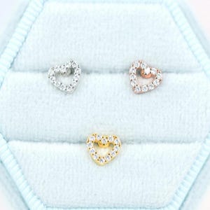 Small Heart cartilage earring Stud earring jewelry Helix earring conch earring gift 16g stud dainty piercing minimalist Tragus labret