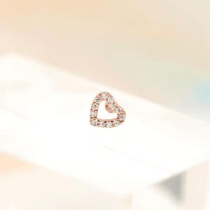 Heart cartilage earrings Stud earring Heart piercing jewelry Helix earring rook earring conch earring earring gift. 16g stud dainty piercing