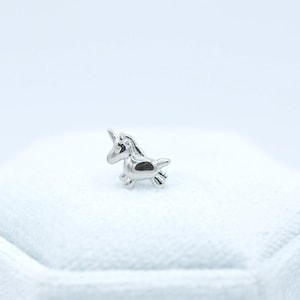 Unicorn Piercing Stud Earring Helix Cartilage Ear Climber Conch Daith Tragus ear jewelry gift 16g 20g animal cute titanium labret flat back